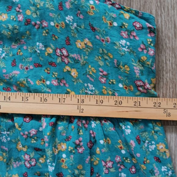 Maxi Floral Dress Women 3XL Strappy Teal Flowy Cotton Lightweight Boho Peasant - Picture 7 of 10